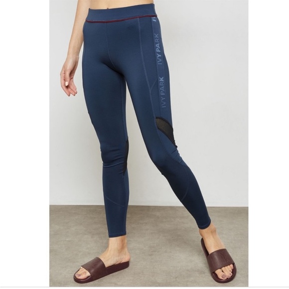 IVY PARK Pants - IVY PARK- Mesh Insert Logo Band Navy Leggings M